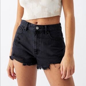 PacSun Distressed High Waisted Denim Festival 2” Cut Off Jean Shorts Black Sz 29